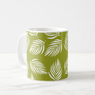 Decorative Lime Green Leaves Pattern Coffee Mug