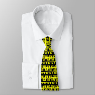 Decorative Lines - Yellow (FFFF00) Tie