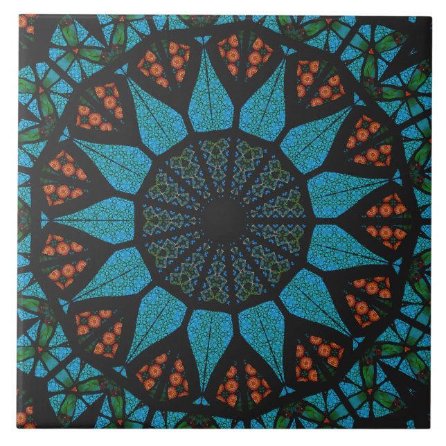 Decorative Mandala  Ceramic Tile (Front)