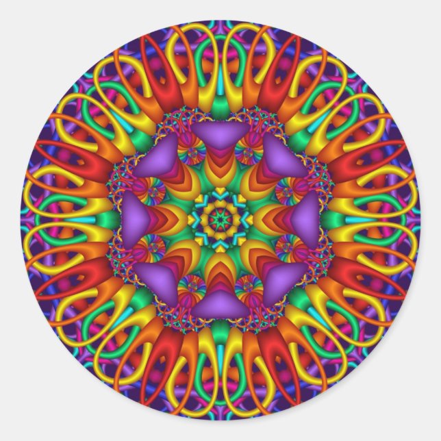 Decorative mandala sticker with bright colours (Front)