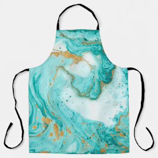 Decorative marble texture. Abstract painting. Turq Apron