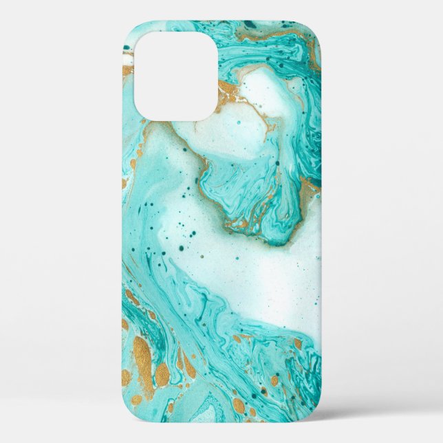 Decorative marble texture. Abstract painting. Turq Case-Mate iPhone Case (Back)