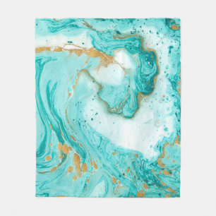Decorative marble texture. Abstract painting. Turq Fleece Blanket