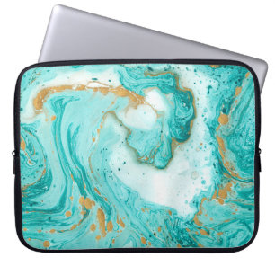 Decorative marble texture. Abstract painting. Turq Laptop Sleeve