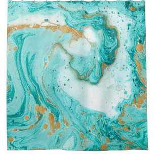 Decorative marble texture. Abstract painting. Turq Shower Curtain