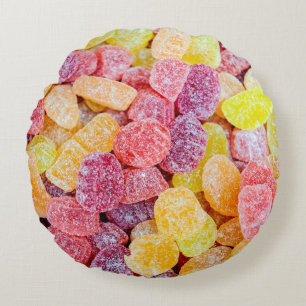 Decorative marmalade candy yellow and orange jelly round cushion