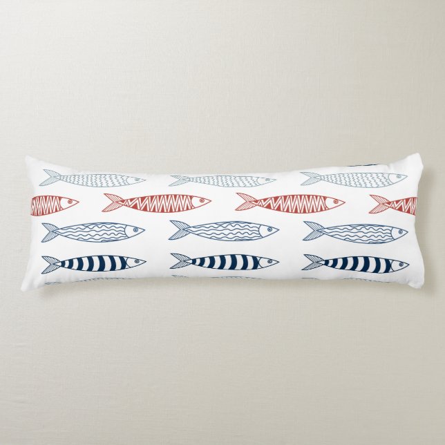 Decorative Mediterranean Sardines Fish Pattern Body Cushion (Front)