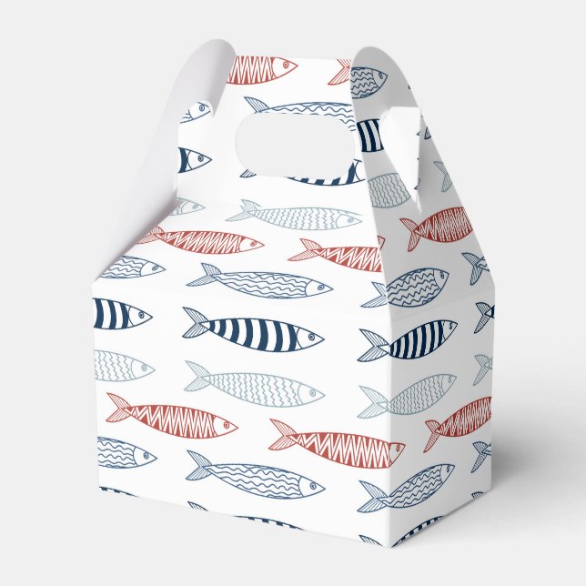 Decorative Mediterranean Sardines Fish Pattern Favour Box (Front Side)