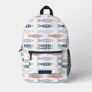 Decorative Mediterranean Sardines Fish Pattern Printed Backpack