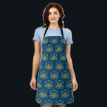 Decorative Menorah Hanukkah Apron<br><div class="desc">Extend the Chanukah celebration to the kitchen this season. This decorative Hanukkah apron features a gold menorah surrounded by leaves,  stars,  and swirls in a pattern against a rich blue background. Perfect for those eight crazy nights! Available with matching products.</div>