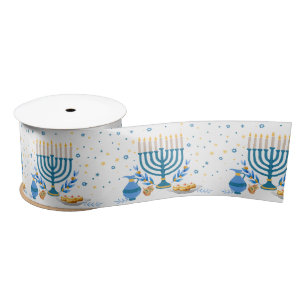 Decorative Menorah Hanukkah Holiday Satin Ribbon