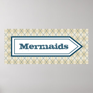 Decorative Mermaid Sign Poster