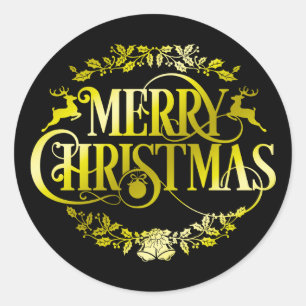 Decorative Merry Christmas Classic Round Sticker