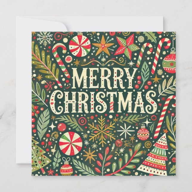 Decorative Merry Christmas  Holiday Card (Front)