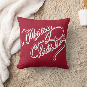 Decorative Merry Christmas Red Modern Cushion