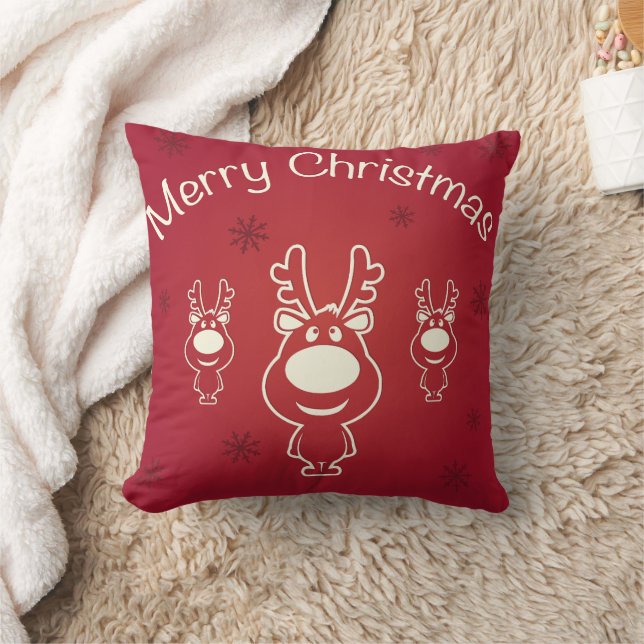 Decorative Merry Christmas Red Modern Cushion (Blanket)