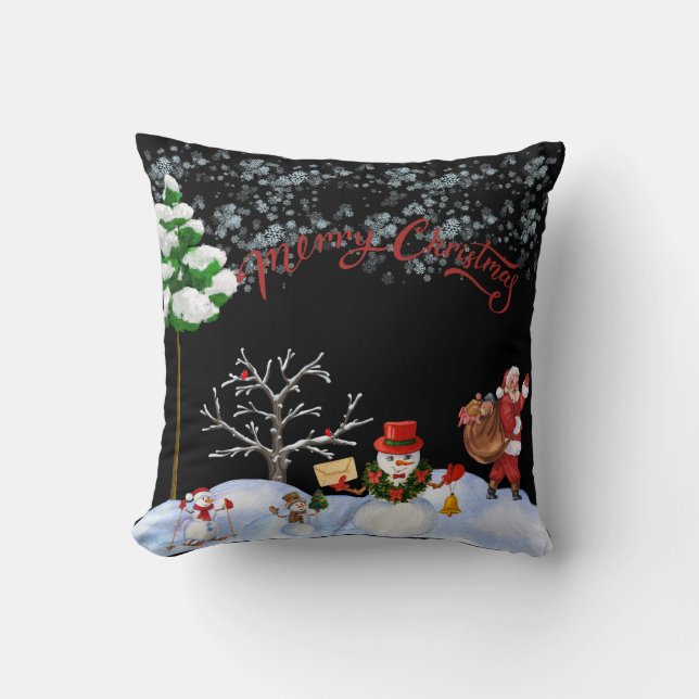 Decorative Merry Christmas Santa Cushion (Front)