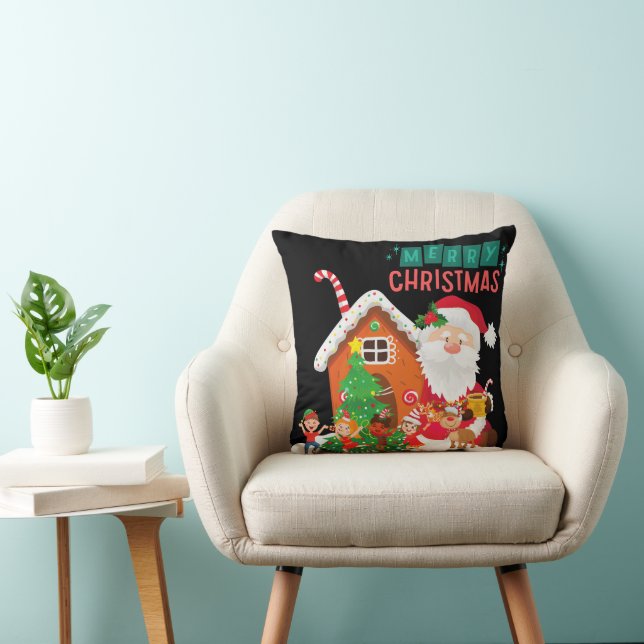 Decorative Merry Christmas Santa Cushion (Chair)