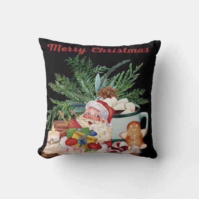 Decorative Merry Christmas Santa Cushion (Front)