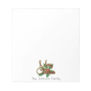 Decorative Merry Christmas Script Personalised Notepad