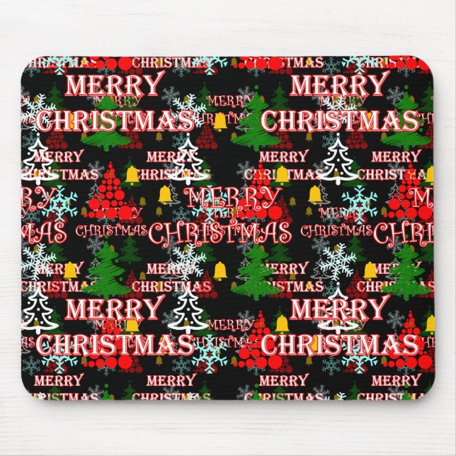 Decorative Merry Christmas Text Pattern Design  Mouse Pad (Front)
