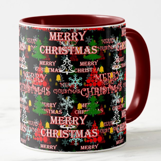 Decorative Merry Christmas Text Pattern Design  Mug (Creator Uploaded)