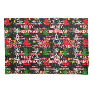 Decorative Merry Christmas Text Pattern Design Pillowcase