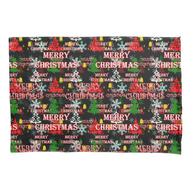 Decorative Merry Christmas Text Pattern Design  Pillowcase (Front)