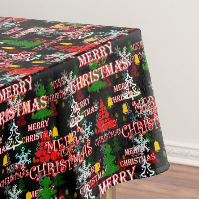 Decorative Merry Christmas Text Pattern Design  Tablecloth (Creator Uploaded)