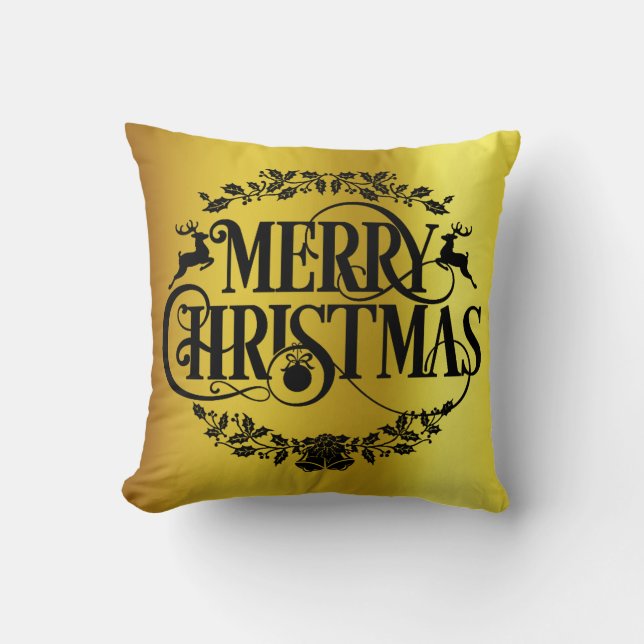 Decorative Merry Chrstmas Throw Pillow (Front)