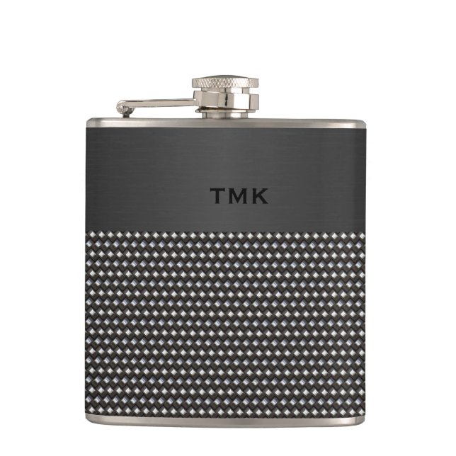 Decorative Metal Look Monogramed Flask (Front)