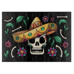 Decorative Mexican Skulls Cutting Board