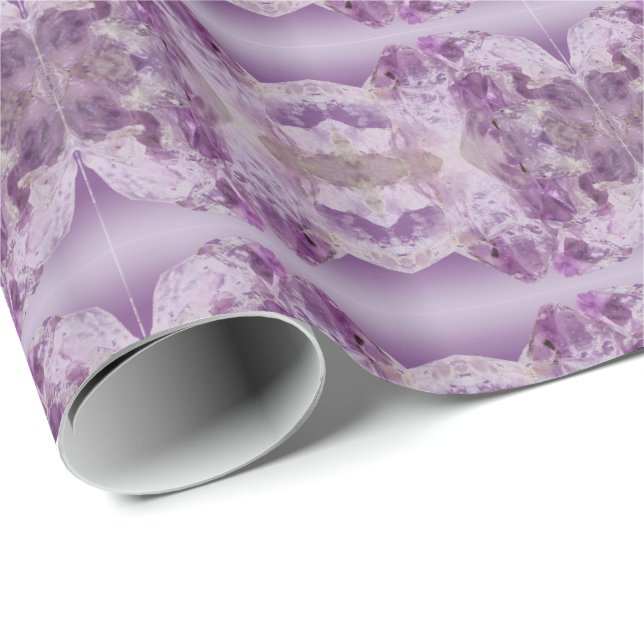 Decorative Mirror Pattern Amethyst Violet Quartz Wrapping Paper (Roll Corner)