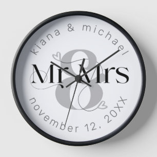 Decorative Modern Wedding Mr & Mrs ID887 Clock
