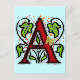 Decorative Monogram Letter A Postcard