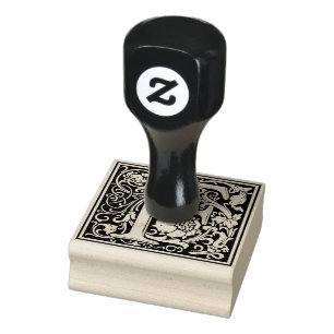 Decorative Monogram Letter F Rubber Stamp