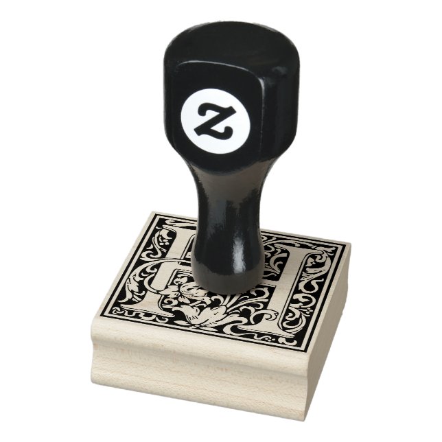 Decorative Monogram Letter H Rubber Stamp (Stamp)