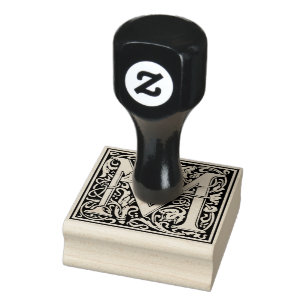 Decorative Monogram Letter M Rubber Stamp