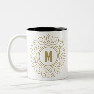 Decorative Monogram M Two-Tone Coffee Mug 