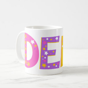 Decorative name Demi flowers and star yellow pink Coffee Mug