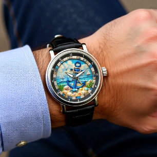 Decorative Nautical Feature Anchor Coastal Scenery Watch