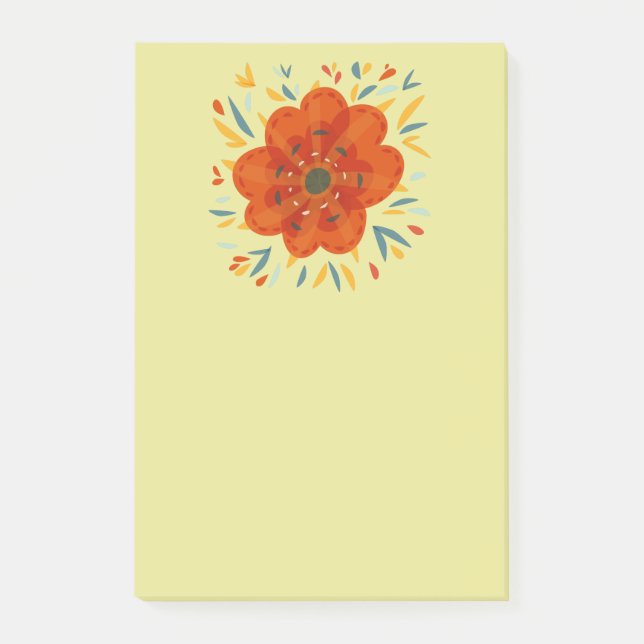 Decorative Orange Flower Abstract Botanical Art Post-it Notes (Front)