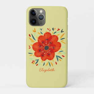 Decorative Orange Flower Abstract Botanical Name iPhone 11 Pro Case