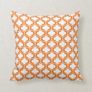 Decorative Orange Lattice Pattern Cushion