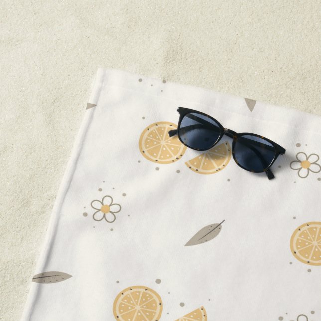 Decorative Orange Slice Print Beach Towel (In Situ)