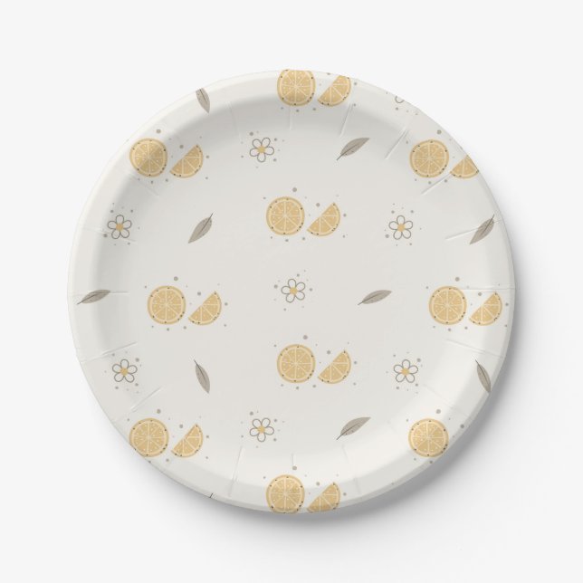 Decorative Orange Slice Print Paper Plates (Front)