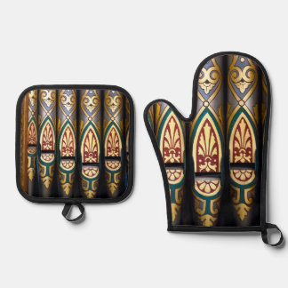 Decorative Organ Pipes Oven Mitt & Pot Holder Set