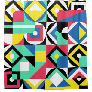 Decorative ornament of geometric shapes. Colorful Shower Curtain