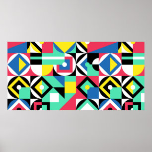 Decorative ornament of geometric shapes. Colourful Poster