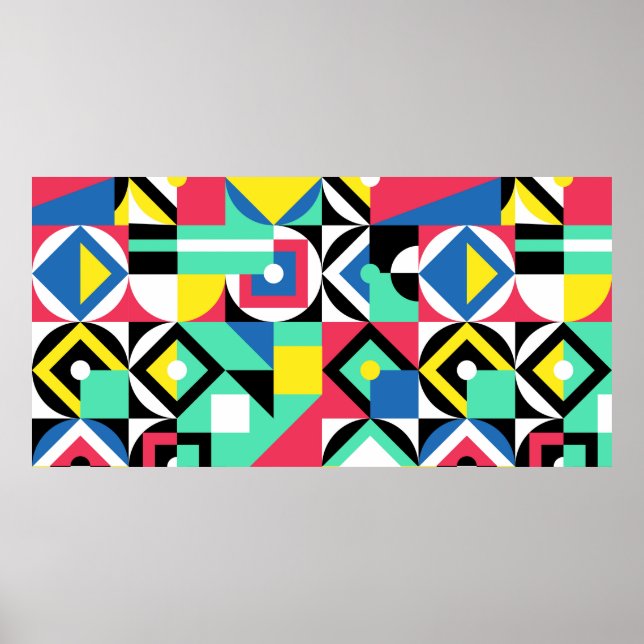 Decorative ornament of geometric shapes. Colourful Poster (Front)